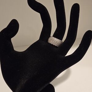 The Tiffany & Co Sterling Silver Mesh Ring in size 7.25 Band Width 10mm